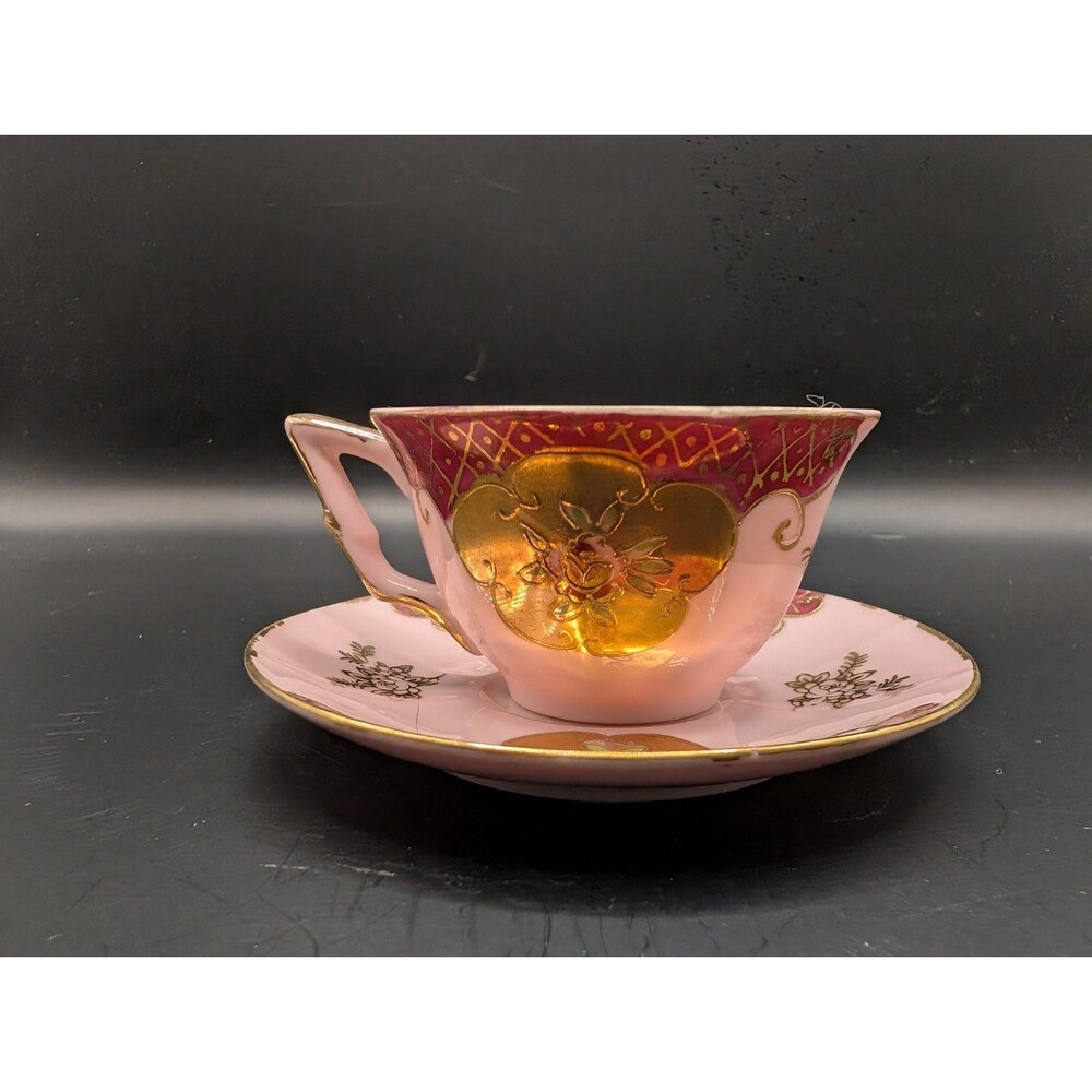 Vintage Cup and Saucer TOA Made In Japan Pink, Rose And Gold